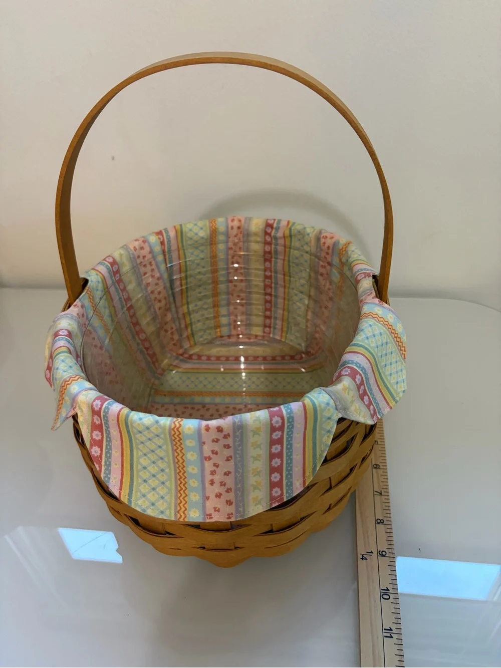 Longaberger 2008 Large Easter Pastel Multi-Stripe Lined Woven Basket